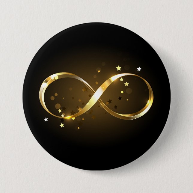 Golden Infinity Symbol 3 Inch Round Button (Front)