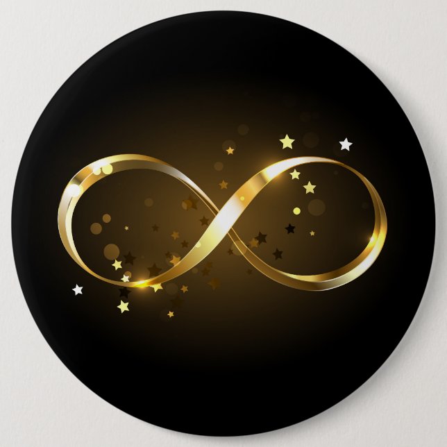Golden Infinity Symbol 6 Inch Round Button (Front)