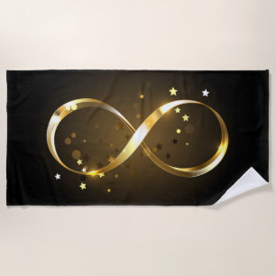 Golden Infinity Symbol Beach Towel