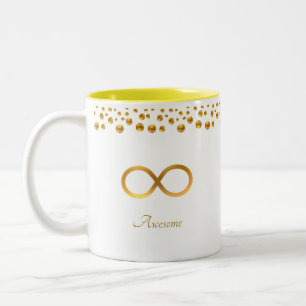 Golden Infinity Symbol & Confetti  Two-Tone Coffee Mug