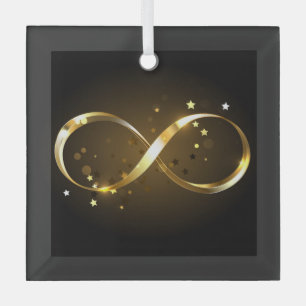 Golden Infinity Symbol Glass Ornament