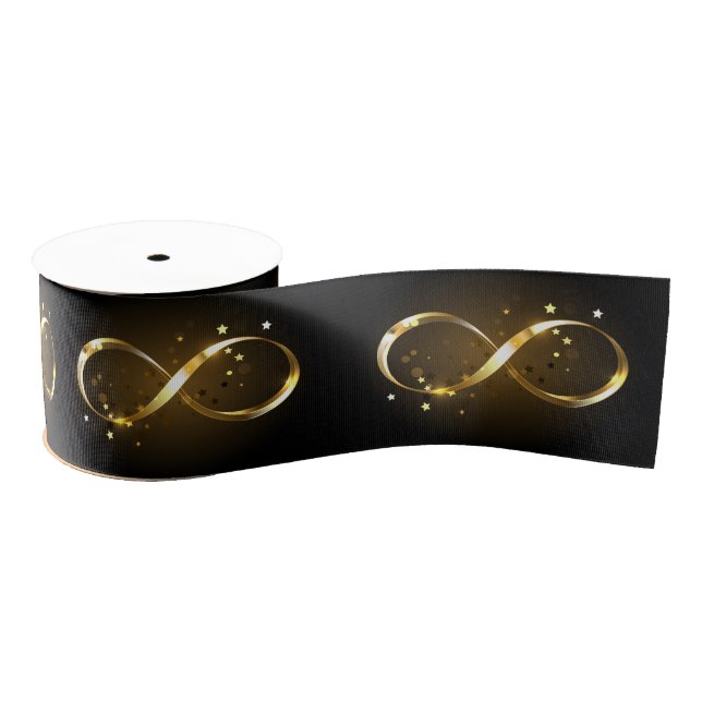 Golden Infinity Symbol Grosgrain Ribbon (Spool)