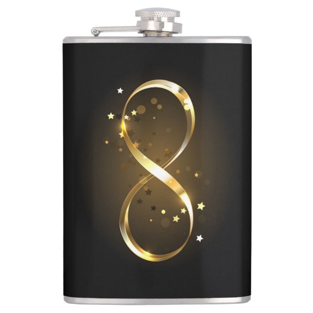 Golden Infinity Symbol Hip Flask (Front)