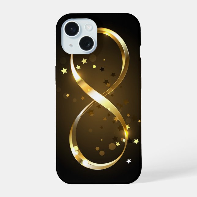 Golden Infinity Symbol iPhone 15 Case (Back)