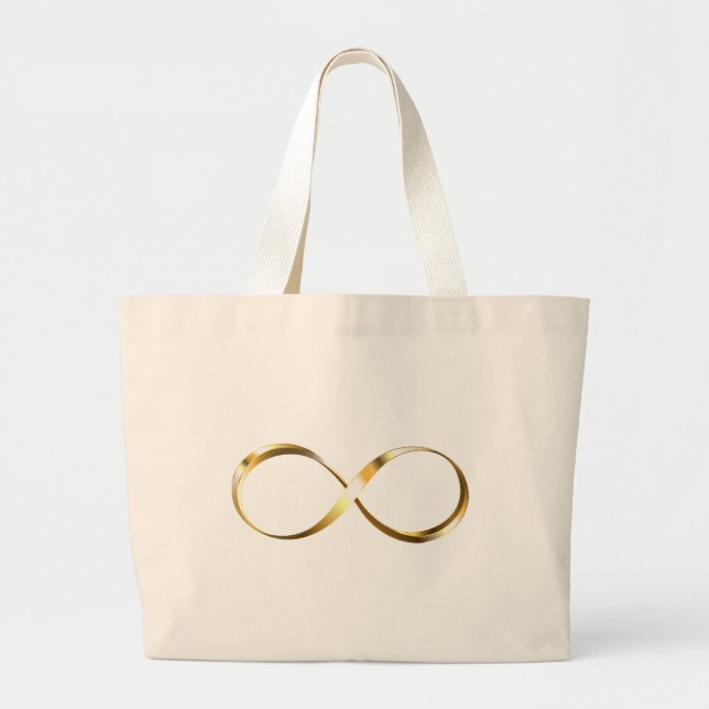 Golden Infinity Symbol Large Tote Bag (Front)