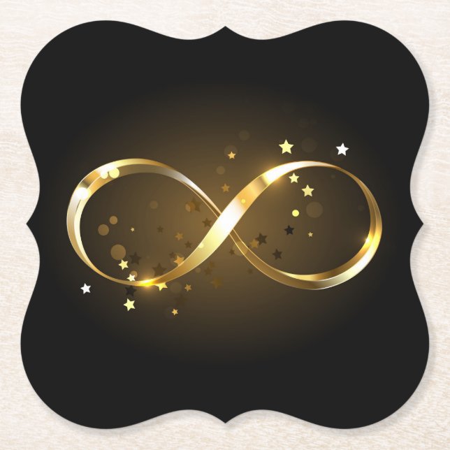 Golden Infinity Symbol Paper Coaster (Front)