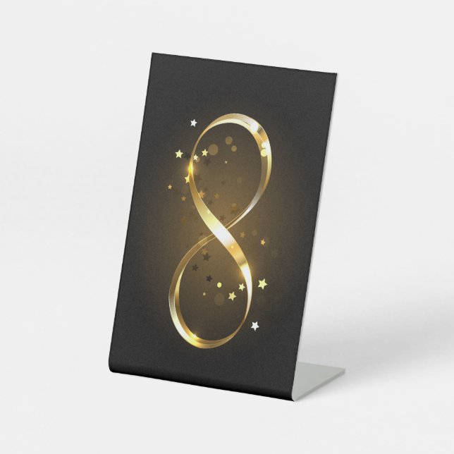 Golden Infinity Symbol Pedestal Sign (Front)