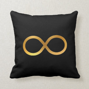 Golden Infinity Symbol Throw Pillow