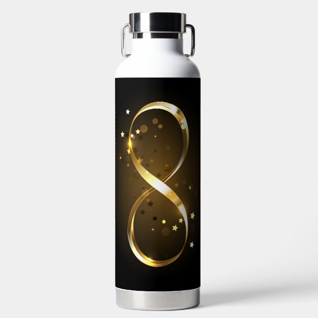 Golden Infinity Symbol Water Bottle (Front)