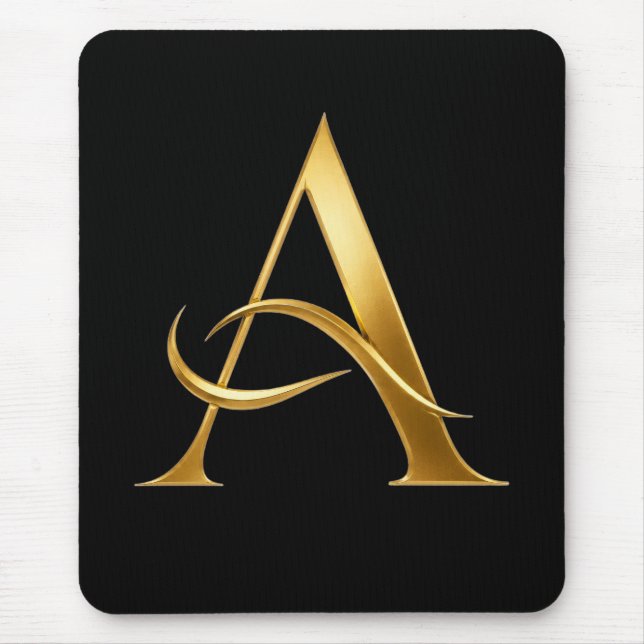 Golden Initial A Minimalist Design Mouse Pad (Front)