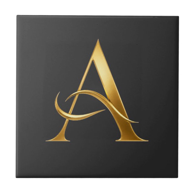 Golden Initial A Minimalist Design Tile (Front)