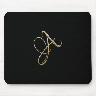 Golden initial A monogram Mouse Pad