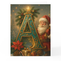 Golden Initial A with Santa Claus and Crown