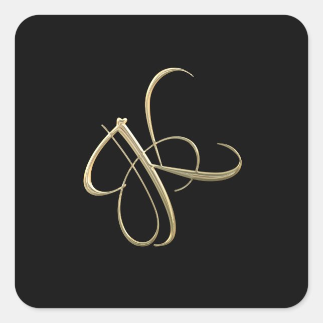 Golden initial K monogram Square Sticker (Front)