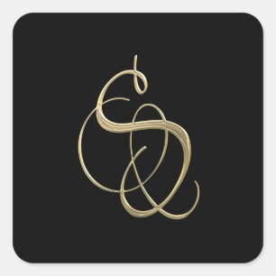 Golden initial S monogram Square Sticker