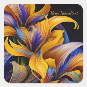 Golden Iris Hosta X AI ART Square Sticker