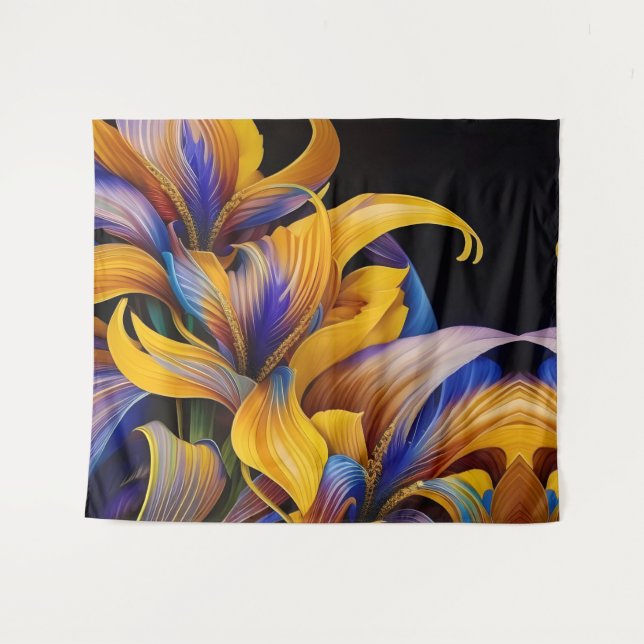 Golden Iris Hosta X AI ART Tapestry (Front (Horizontal))