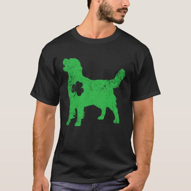 golden Irish C St Patrick Day Leprechaun Dog T-Shirt (Front)