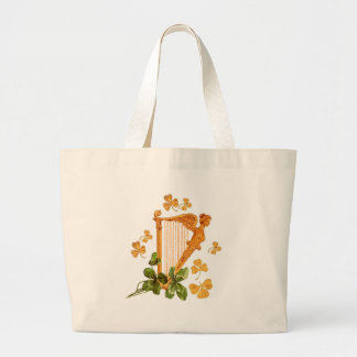 Golden Irish Harp Large Tote Bag
