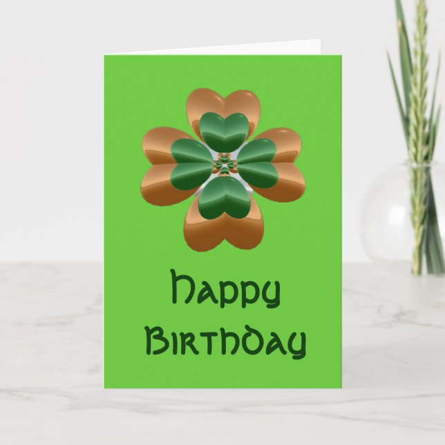 Golden Irish Shamrock Bonne carte d'anniversaire (Devant)