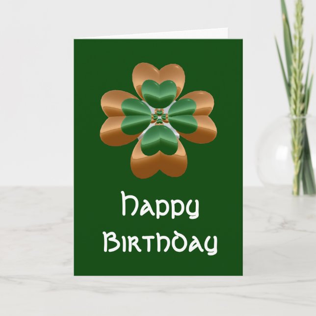 Golden Irish Shamrock Bonne carte d'anniversaire (Devant)