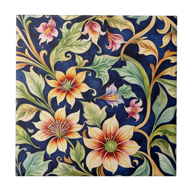 Golden Islamic Style Flowers Tile (Front)