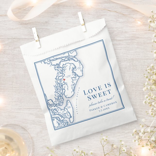 Golden Isles of Georgia Map Wedding  Favour Bag (Clipped)