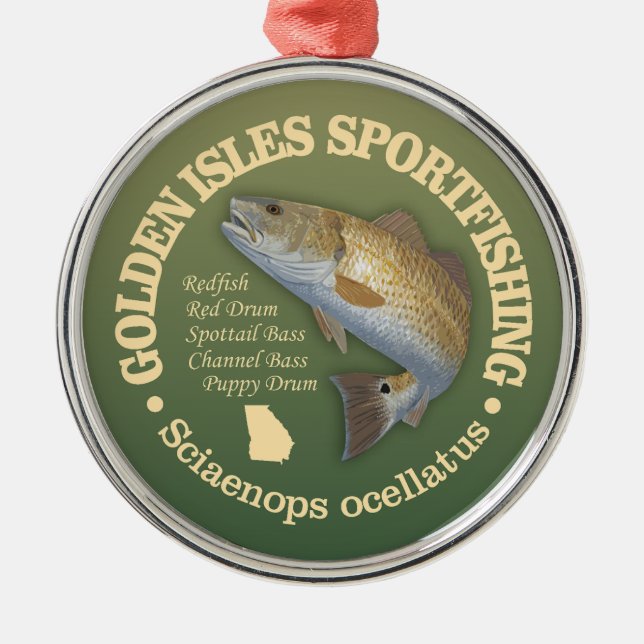 Golden Isles (redfish) Metal Ornament (Front)