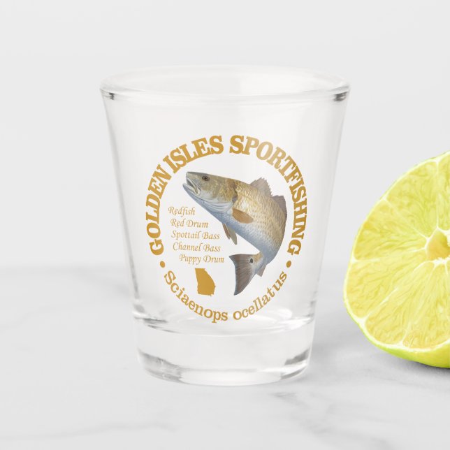 Golden Isles (redfish) Shot Glass (Front)