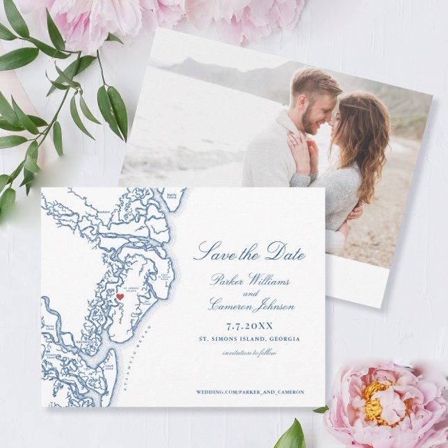 Golden Isles St. Simons Georgia Map Save the Date (This St. Simon's Map wedding save the date is perfect for your Golden Isles of Georgia wedding
)