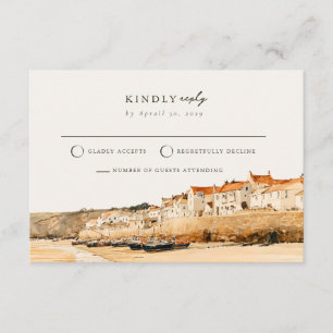 Golden Ivory Coast Mail Back Wedding RSVP Card