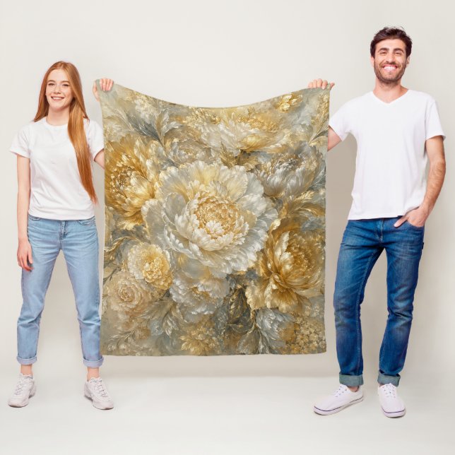 Golden Ivory Garden Fleece Blanket (In Situ)
