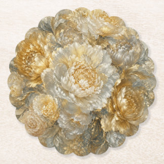 Golden Ivory Garden Paper Coaster