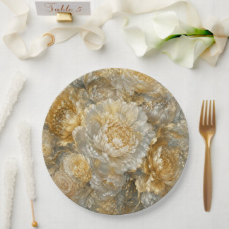 Golden Ivory Garden Paper Plate