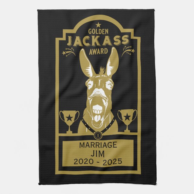 Golden Jackass Award Kitchen Towel (Vertical)