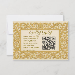 Golden Jamais après QR Code Mariage carte RSVP