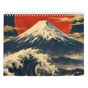 Golden Japan Indigo and Vermilion Japanese Art Calendar