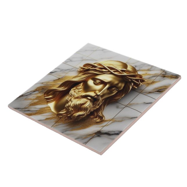 Golden Jesus A Divine Presence in Marble Tile (Side)