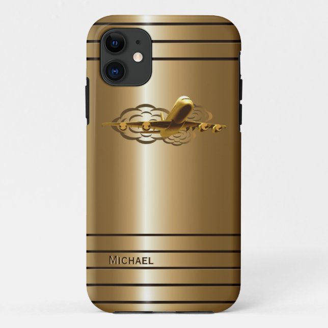 Golden Jet Airliner Aircraft iPhone 5 Case (Back)
