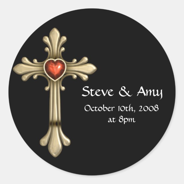 Golden Jewelled Cross Customizable Stickers 18 (Front)