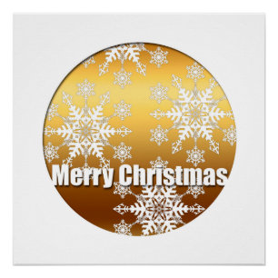 Golden Joyeux Noël Snowflakes Poster parfait