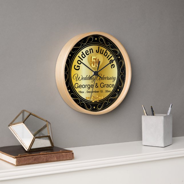 Golden Jubilee 50th Anniversary Gift for Wife on Clock (Office)