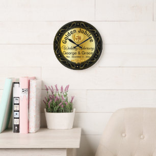 Golden Jubilee 50th Anniversary Gift for Wife on Large Clock