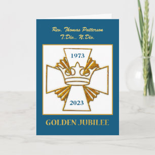 Golden Jubilee Custom Name and Year Gold Crown Card