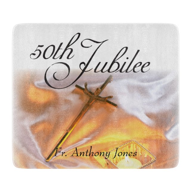Golden Jubilee Religious Life, Cross Candle Cutting Board (Front)