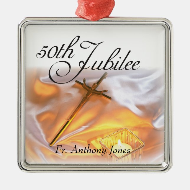 Golden Jubilee Religious Life, Cross Candle Metal Ornament (Front)