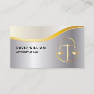Golden Justice Scale Lawyer Attorney Silver  Business Card