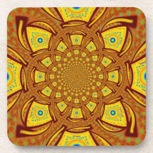 Golden Kaleidoscope Art Print Coaster