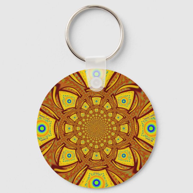 Golden Kaleidoscope Art Print Keychain (Front)