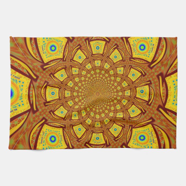 Golden Kaleidoscope Art Print Kitchen Towel (Horizontal)
